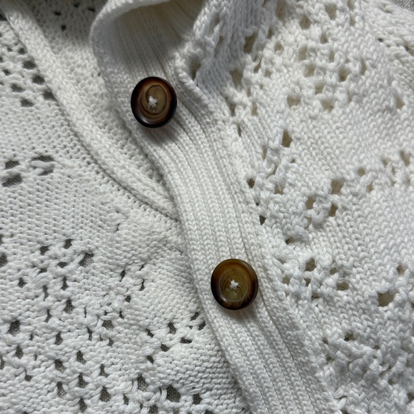 Cleobella Ivory Boho Open Knit Cardigan with Buttons - Picture 4 of 6